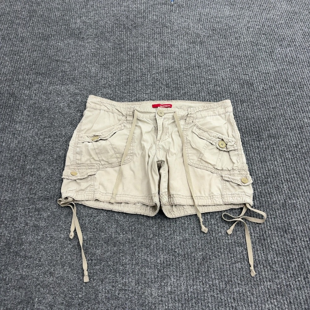 Unionbay Cargo Shorts Womens 12 Khaki Cotton Drawstring Low Rise Gorpcore Y2K
